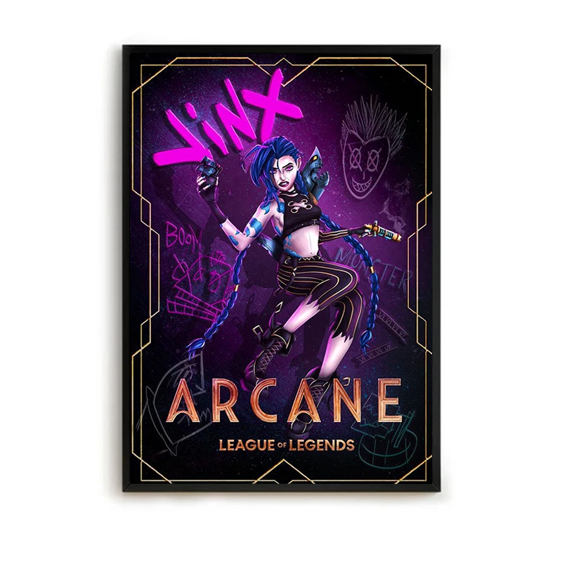 Jinx Vi Arcane League of Legends Poster Decoration Pictures Room Wall Posters Room Decor Art Mural For Home Decorations Vintage