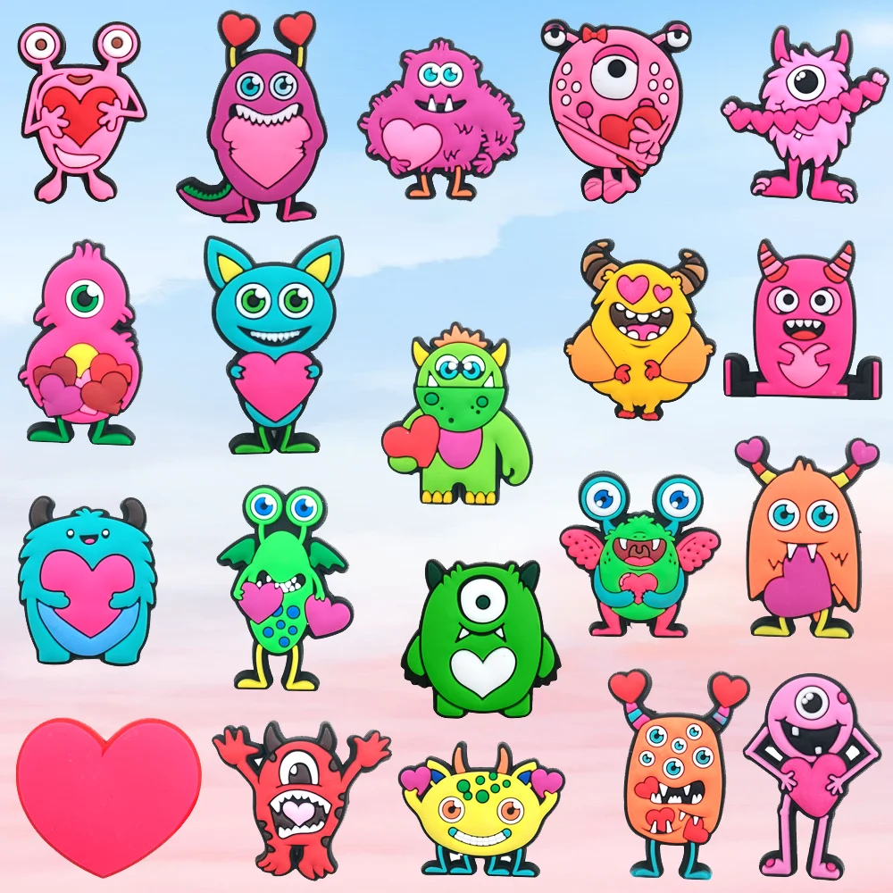 

3/20PCS PVC Pink Monster Shoe Charms Accessories Buckle Fit Wristbands Shoe Charms Decoration