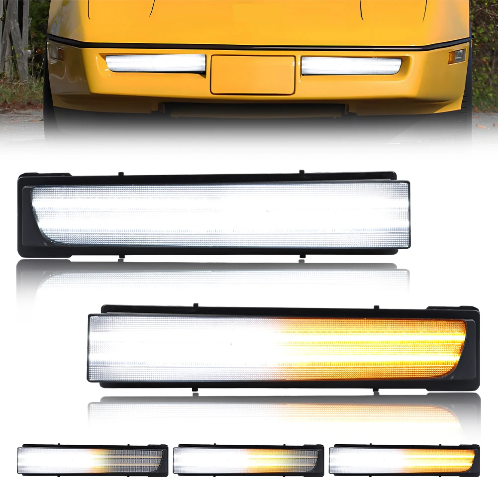 2Pcs Front Fog Light DRL Light Parking Light Turn Signal Light LED For 1984 1985 1986 1987 1988 1989 1990 Chevrolet Corvette C4