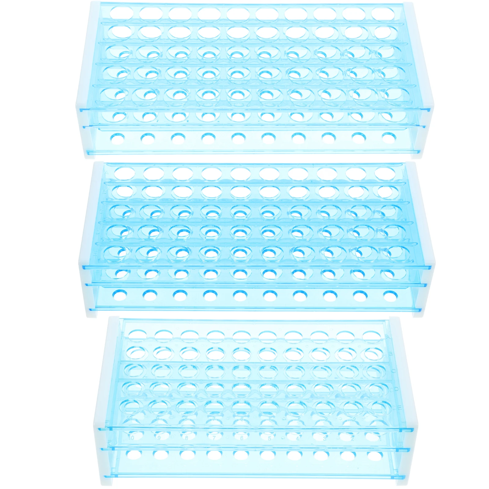 

3 Pcs Tube Rack 50 Holes Double Sampling Tubes Rack Layers 15mm Diameter Clear Reusable Lab PP Material Storage Organizer