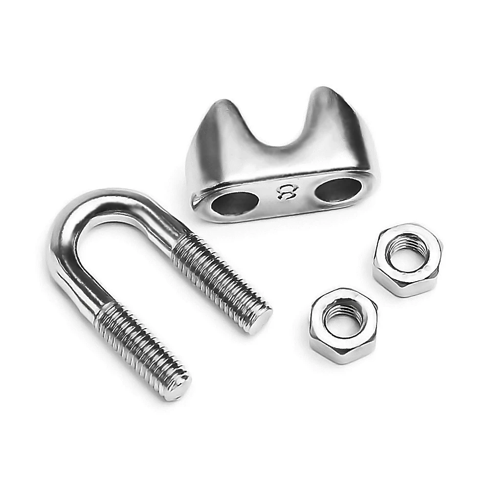 1-50pcs Waterproof U-Shaped Cable Clamp Stainless Steel Wire Rope Fixing Clips Sling Fastener Accessories For 1/2/3/4/5/6/8/10mm