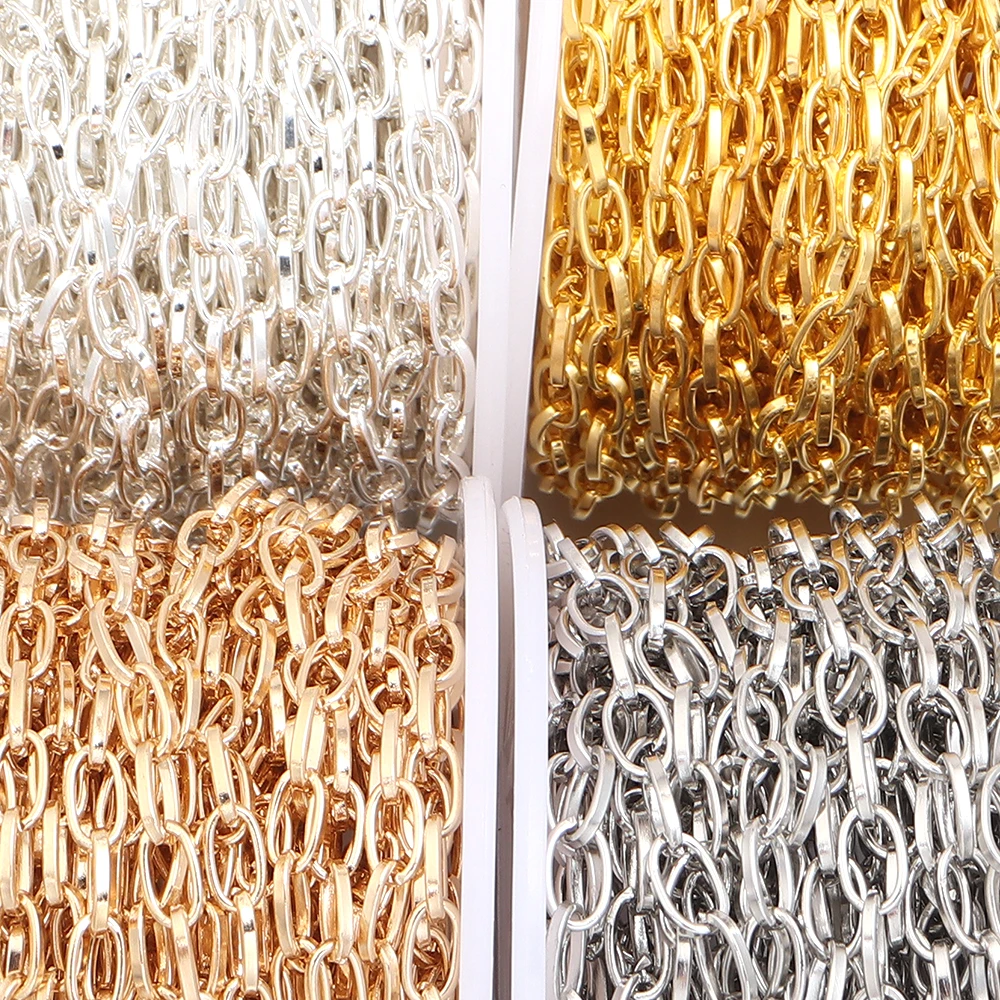5/10yards/lot 4x7mm 6x12mm Iron Cross Chain 1/1.4mm Flat Wire Link Chain For Crafts Making DIY Garments Supplies  Accessories