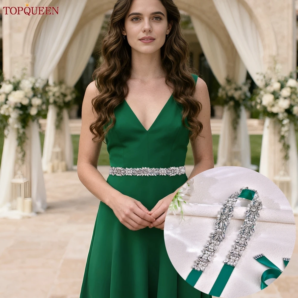 

TOPQUEEN Роскошный свадебный пояс со стразами и кристаллами, новый свадебный пояс, музыкальный фестиваль, платье для выпускного вечера, аксессуар, подарок подружке невесты S48