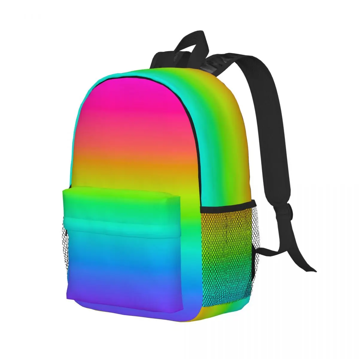 Mochila escolar de dibujos animados para niños y niñas, de gran capacidad bolso de hombro, neón, Arco Iris, ombré