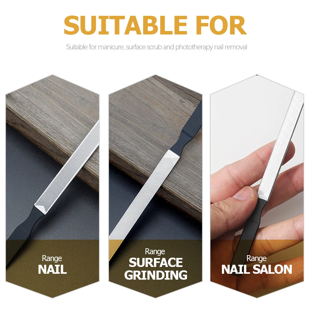 2 szt. Czarne pilniki do paznokci ze stali nierdzewnej 13 cm 18 cm Dwustronne narzędzia do manicure Praktyczny zestaw do pielęgnacji paznokci Salon Użytek domowy