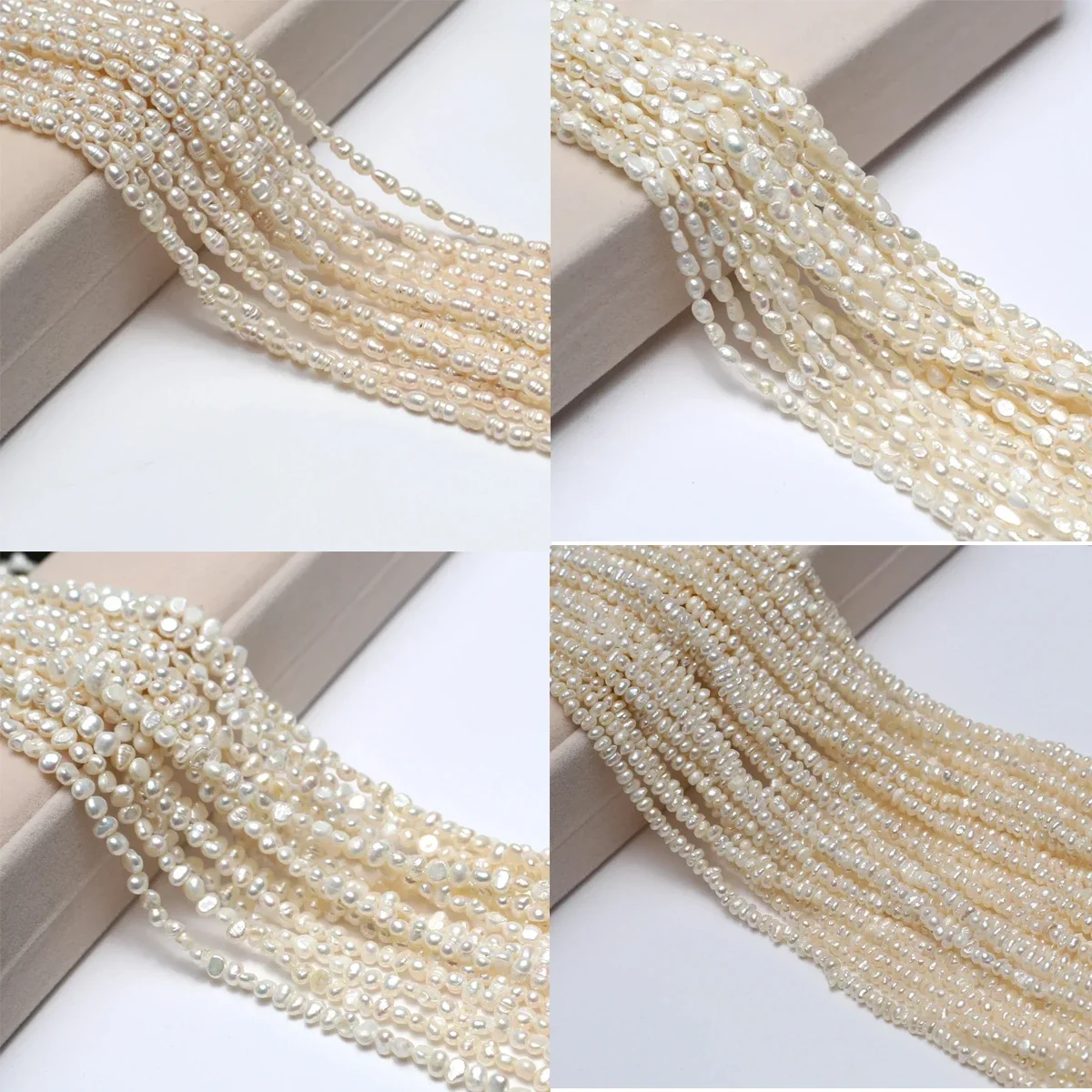 3-4mm Natural Freshwater Pearls Threaded loose Spacer Beads Pearls for Jewelry Making DIY Necklace Bracelet Earrings Accessories