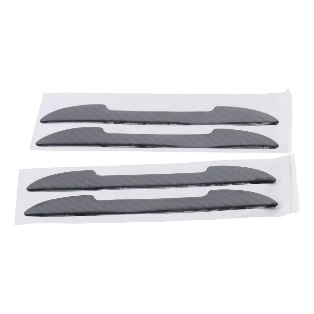 4pcs Black Car Door Edge Guards 14.5*1.8cm Carbon Fiber Anti Door Slam Protective Sticker Film Door Corner Protector