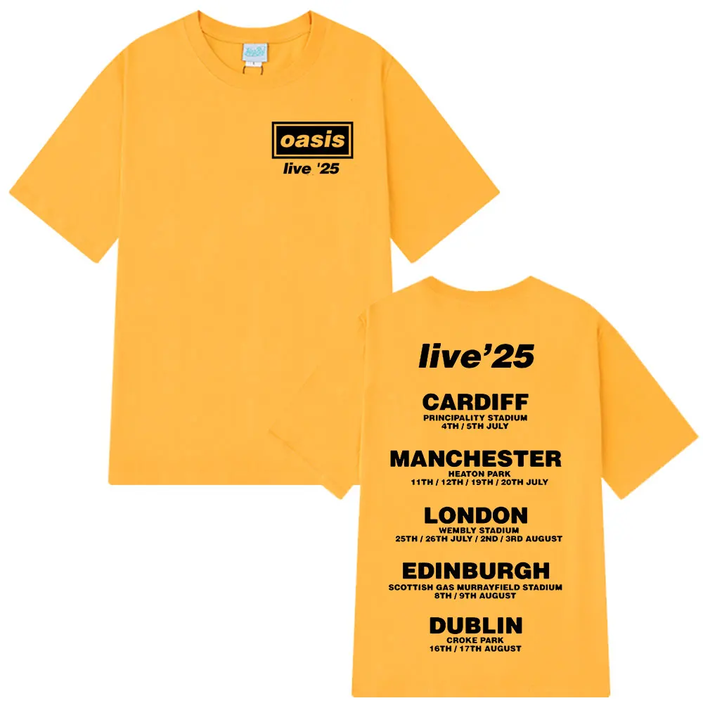 O-Oasis Live 25 Tour T-Shirt Men's Cotton Casual Print