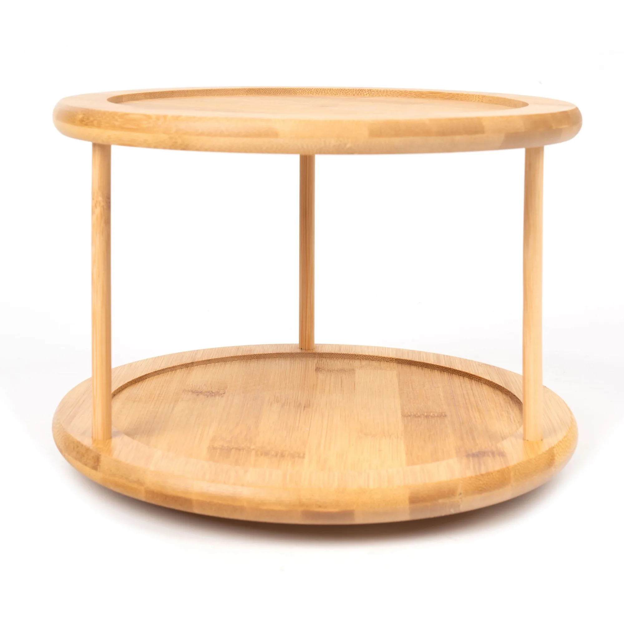 キッチンオーガナイザー 竹製ターンテーブル 2段スパイスラック、直径10.04 x 高さ6.89インチ