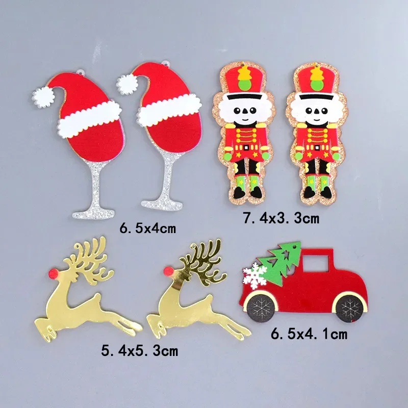 Acrilico grande albero di natale Decor Charms regalo auto cappello bicchiere di vino alce portachiavi ciondolo accessorio gioielli fai da te AE241