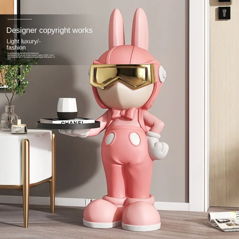 Home Decor Sculptures & Figurines Accessories Decoration Nick Rabbit Floor Tray Ornament Living Room Bedroom Resin Animal Statue