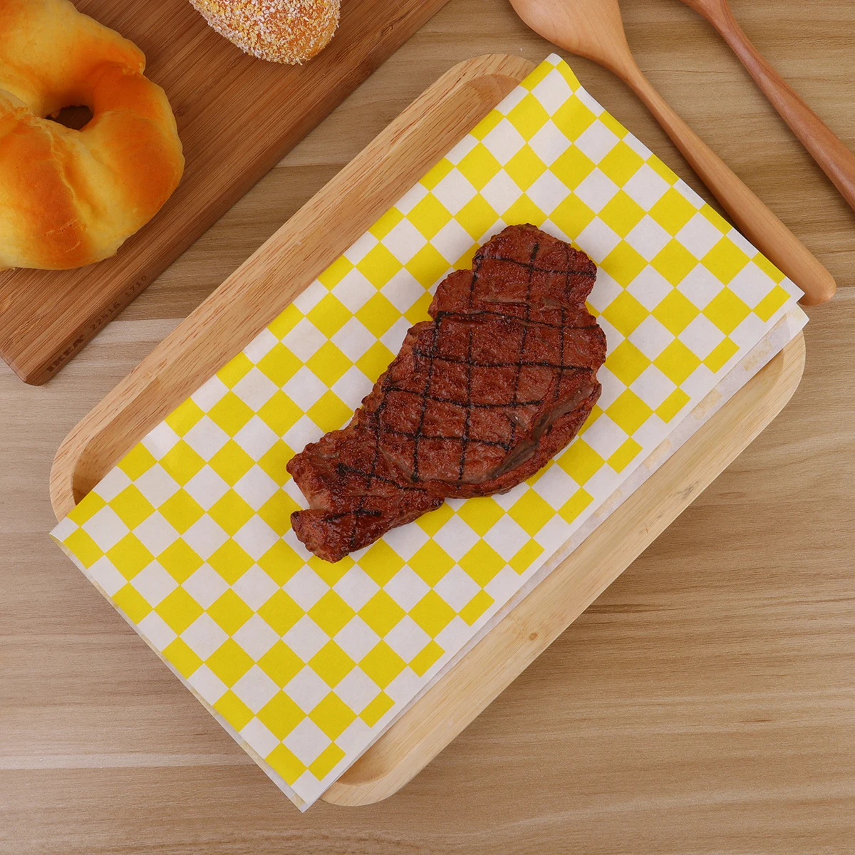 

100pcs Plaid Pattern Food Wrapping Baking Oil Paper Paper Grease Proof Yellow Thick Tear Resistant For Cookies Cakes