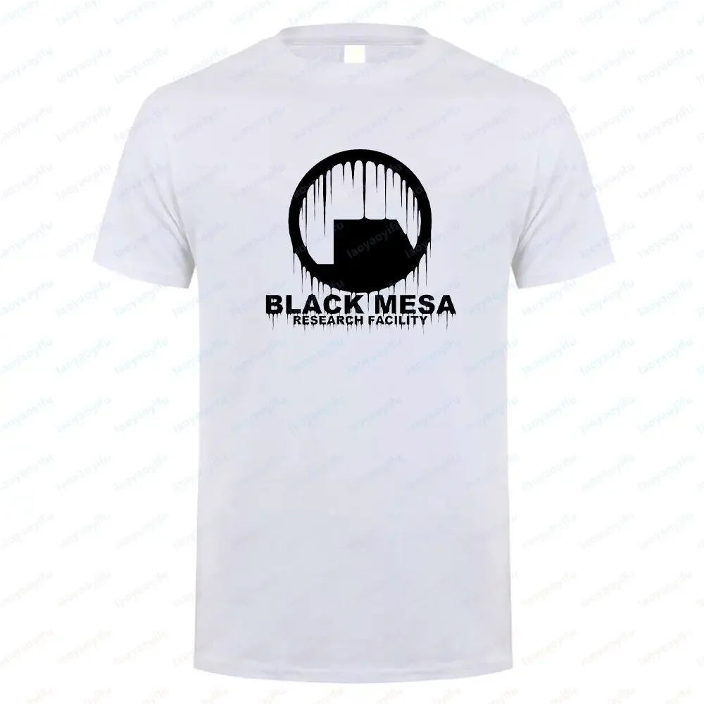 Men Black Mesa logo Research Facility T Shirt Summer Short Sleeve Cotton Portal Game T-shirts Tops Crewneck TShirt Summer