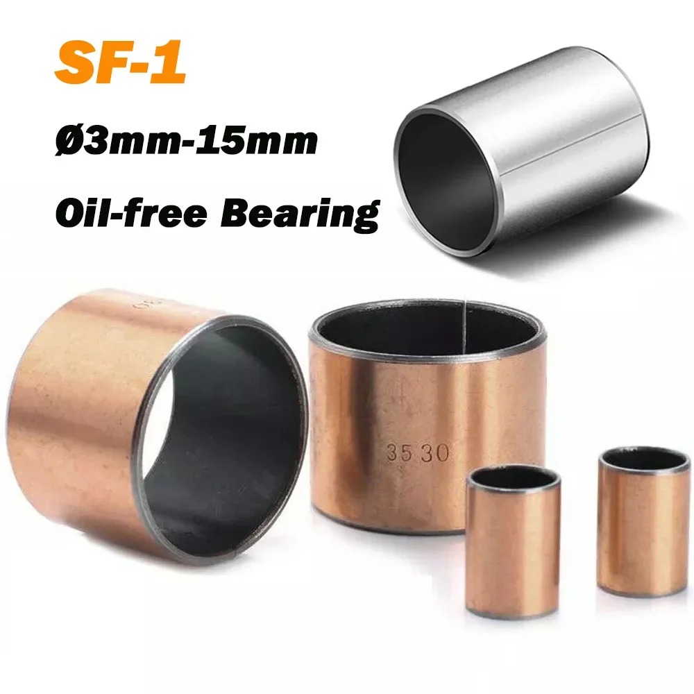 Oil-free Bearing SF-1 Self Lubricating ID Ø3mm-15mm Bushing Sleeve Steel Bear Self-lubricating Bearing Composite Bearing