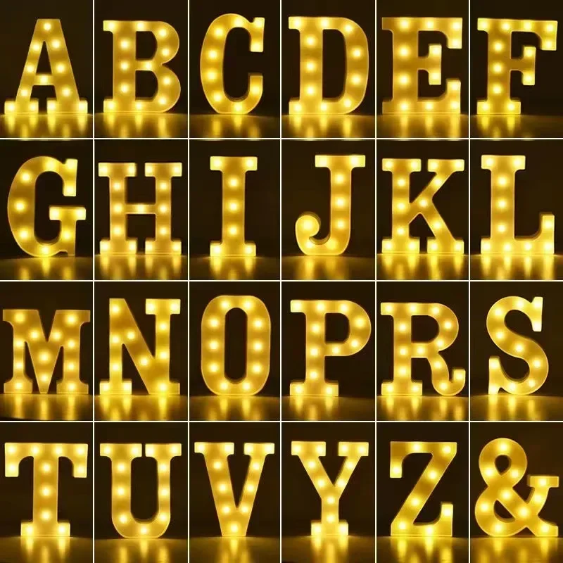 16/21cm Alphabet Letter LED Lights Luminous Number Lamp Decor Night Light for Home Wedding Birthday Christmas Party Decoration