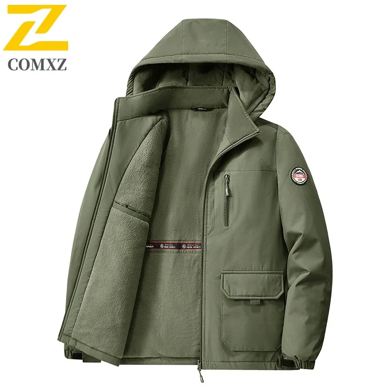 CoMXZ Homens Parker Casaco Clássico Leve Quente Grosso Com Capuz Caminhadas Aventura Esqui Acolchoamento de Inverno Solto Jaquetas Acolchoadas de Algodão
