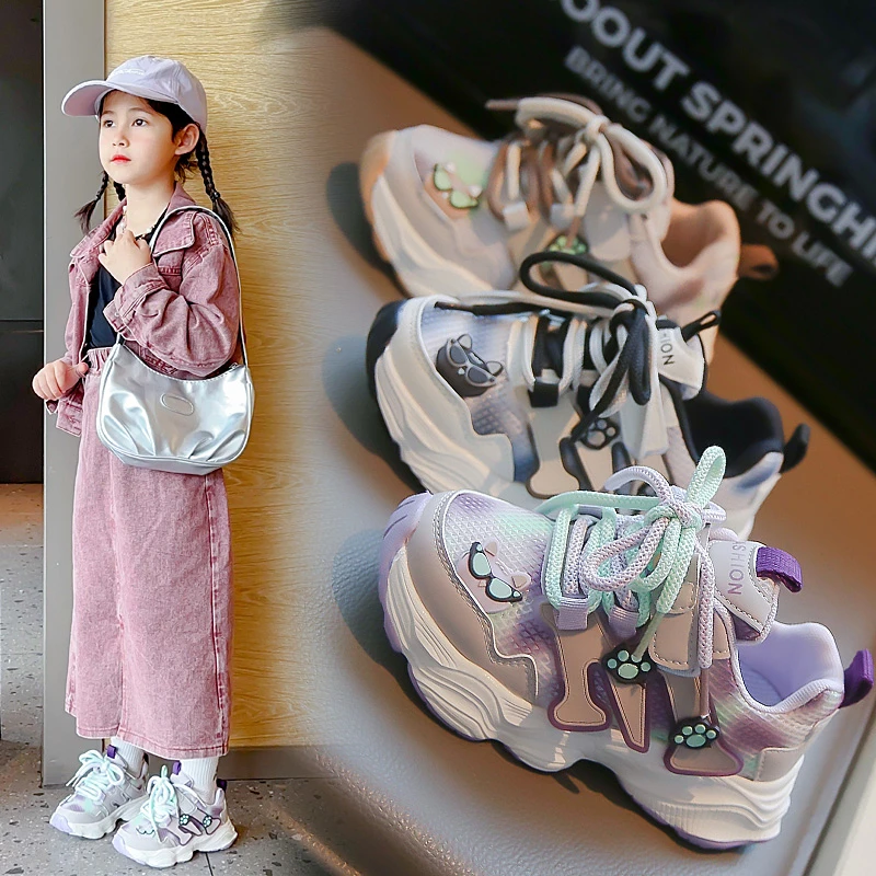 

girls boots 2025 Spring New Children's Shoes, Sports Shoes, Soft soled Girls' Casual Shoes, Breathable Mesh Shoes kids shoes