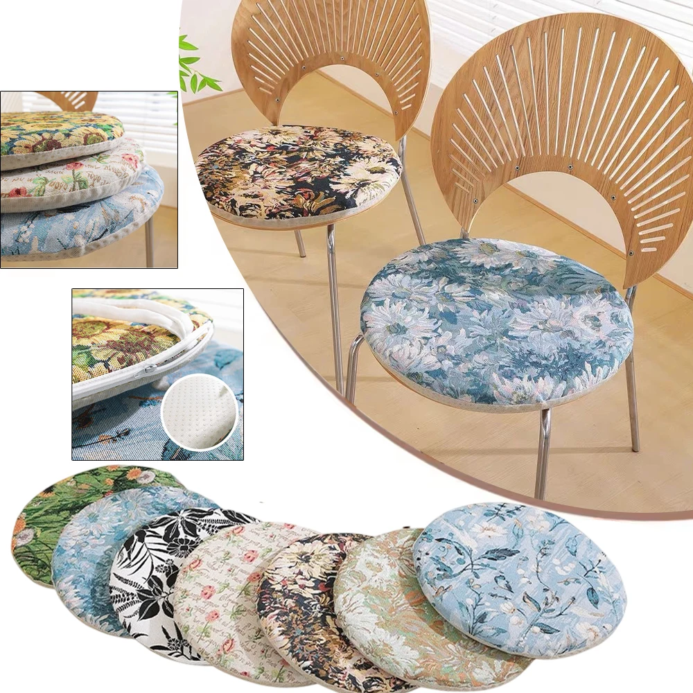 

Non-slip Round Chair Cushions Print Breathable Removable Seat Pads for Garden Dining Picnic Office Outdoor Cojines Para Sillas