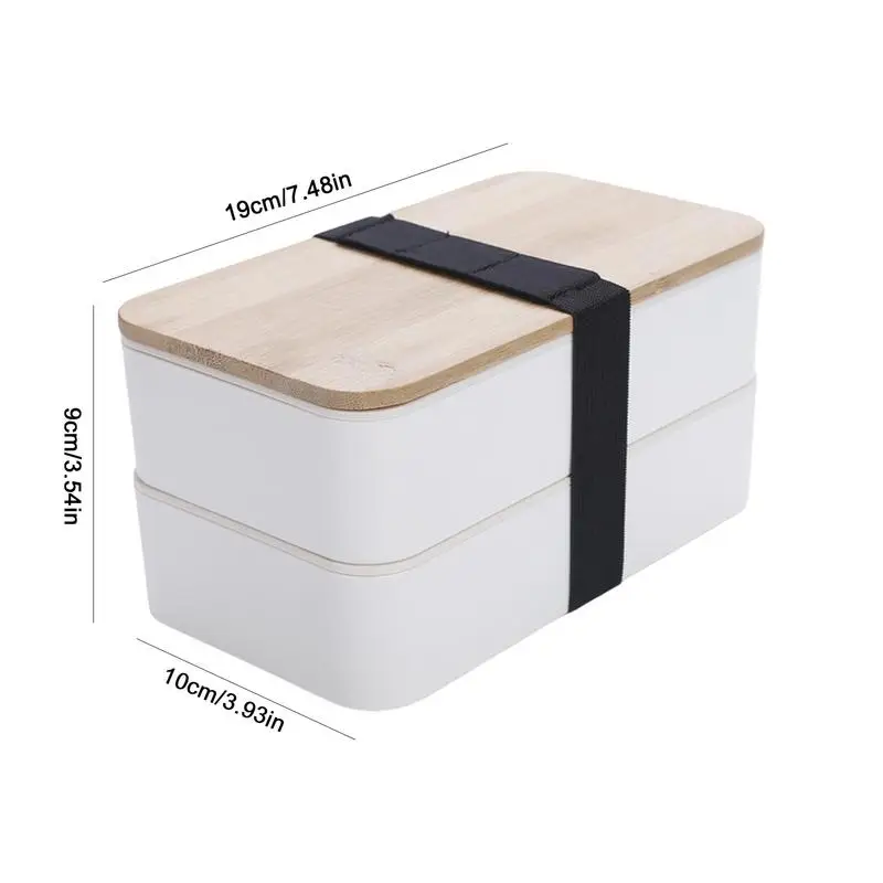 Adult Lunch Box Double Layer Containers Japanese Style Microwavable With Wooden Lid Leak Resistant Boxes Perfect for outdoor