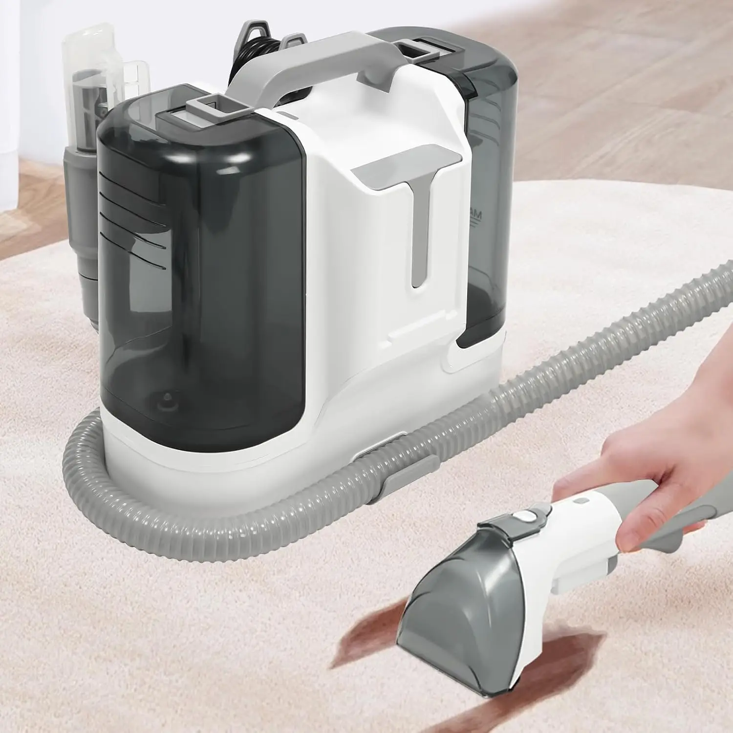 Nettoyeur de tapis portable, puissant, avec outils pour animaux domestiques, mini aspirateur à taches pour tapis, canapé, fauteuil, voiture et sièges.
