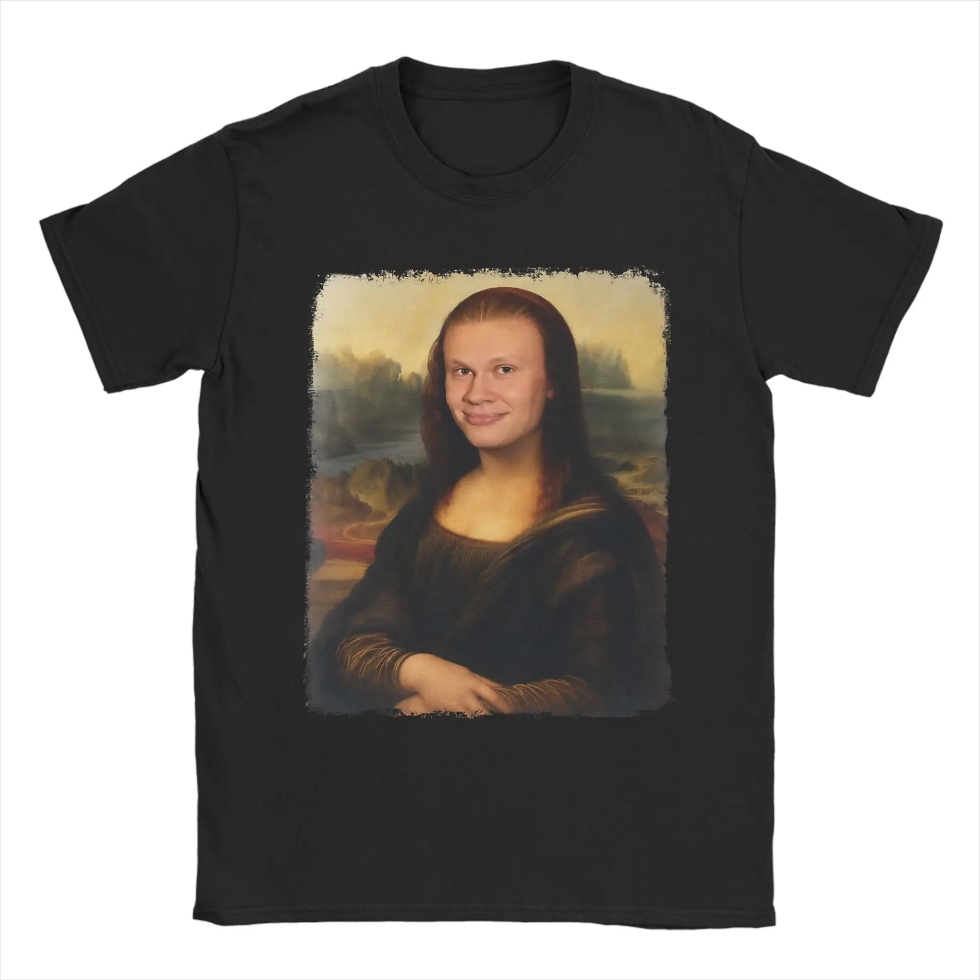 Funny H-Haalands Mona Lisa  T Shirts for Men Women 100% Cotton Vintage T-Shirt Crewneck  Tees Short Sleeve Tops Gift