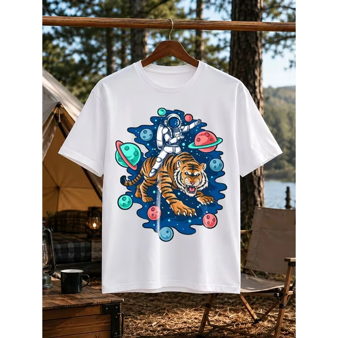 Product Image Men's Vintage And Printed T-shirt - Short Sleeve Sports Slim Fit Crew Neck T-shirt Shirt , With Design , Machine Washable Casual Outfit , Suitable For Fitness, Fitness ,Gift