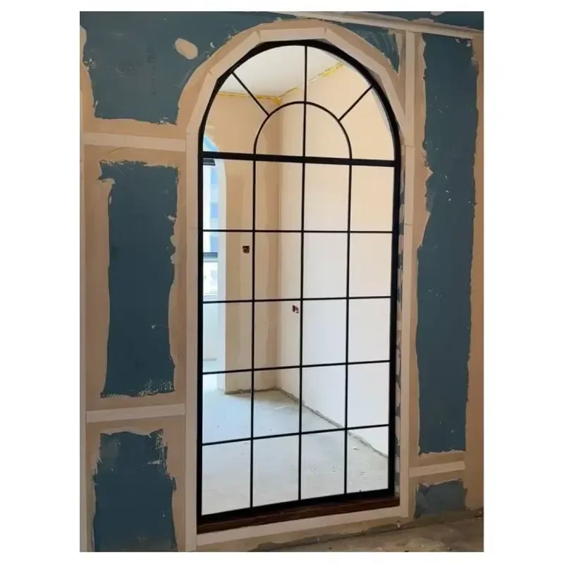 French Style Narrow Frame Aluminum Fixed Arch Partition Window
