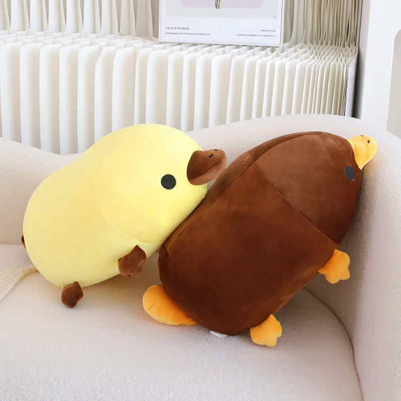 Jouet en peluche à l'ornithorynque de dessin animé, jaune et marron, oreiller naren peluche au beurre, décoration de chambre, cadeaux pour filles et garçons, 45 cm, 55cm, mignon