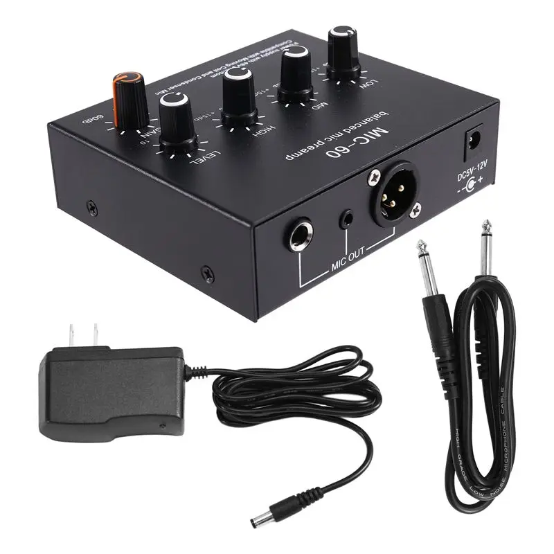 [NEW A09R!】 For Dynamic And Condenser Compatible Microphone Preamp 3-Band Equalizer Balanced XLR Interface 60Db Gain Mic Pre Amp