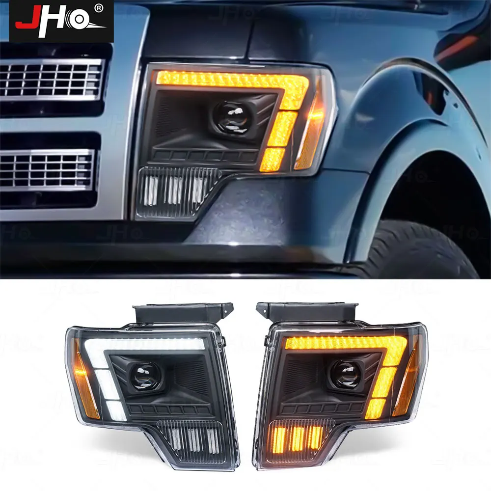 

Car 2PCS Front Headlights Amber DRL Lamp W/ Dynamic Turn Signals For Ford F150 Raptor 2009-2014 Car Accessories
