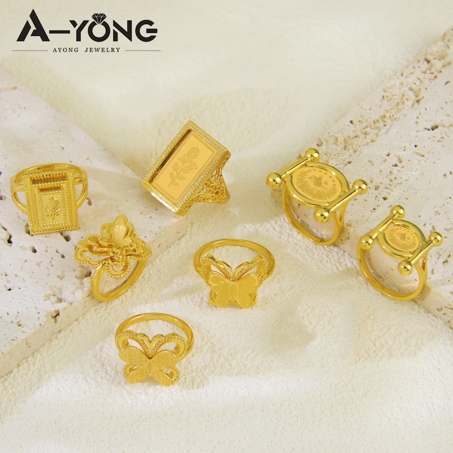 Türkische Goldmünzen Ring 21 Karat vergoldet Dubai Braut Hochzeit Paare Ringe Arabisch Islamische Frauen Ramadan Party Schmuck – Detail 1