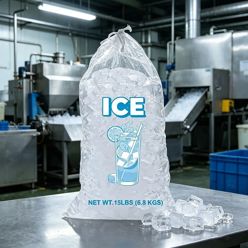 10Pcs PE Drawstring Ice Bags Reusable Large Capacity Ice Storage Bags Anti-Freezing Thicken Leakproof Cooler Bags