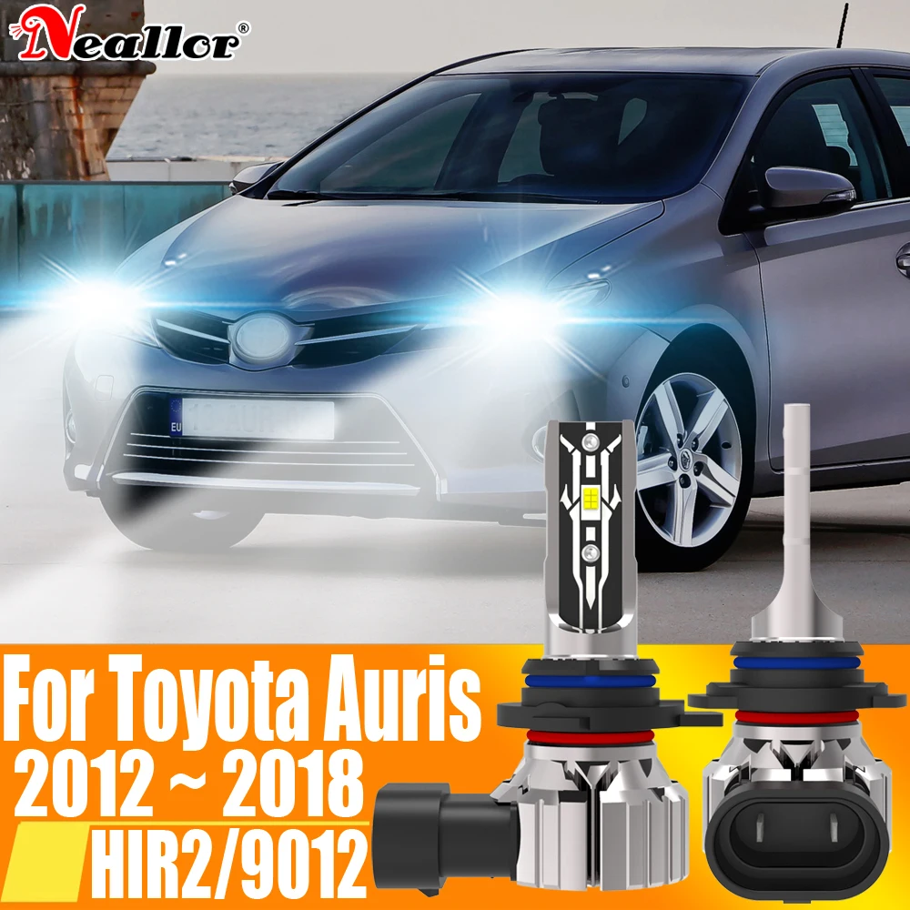 

2 шт. HIR2 9012 светодиодные фары Canbus без ошибок автомобильная лампа высокой мощности 6000K белый свет диодная лампа 12 В 55 Вт для Toyota Auris 2012 ~ 2018