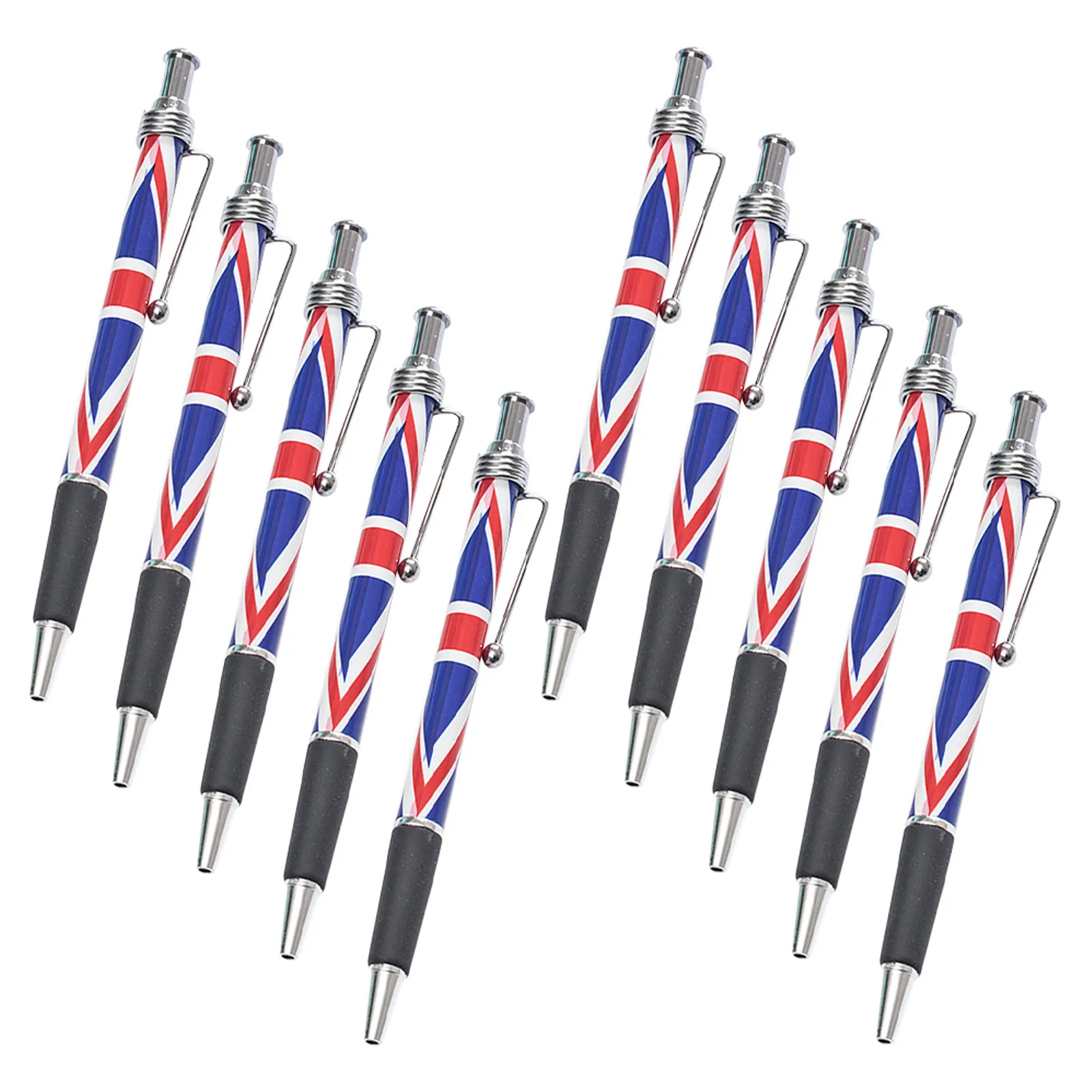 10Pcs British Themed Ballpoint Pen Smooth Black Ink Writing Tool Comfortable Grip Patriotic Office Home School Desktop Accessory