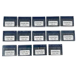 10pcs/Box Dental Tungsten Steel Burs Carbide Drill Bit Round Cut High Speed Handpiece Polishing Materials