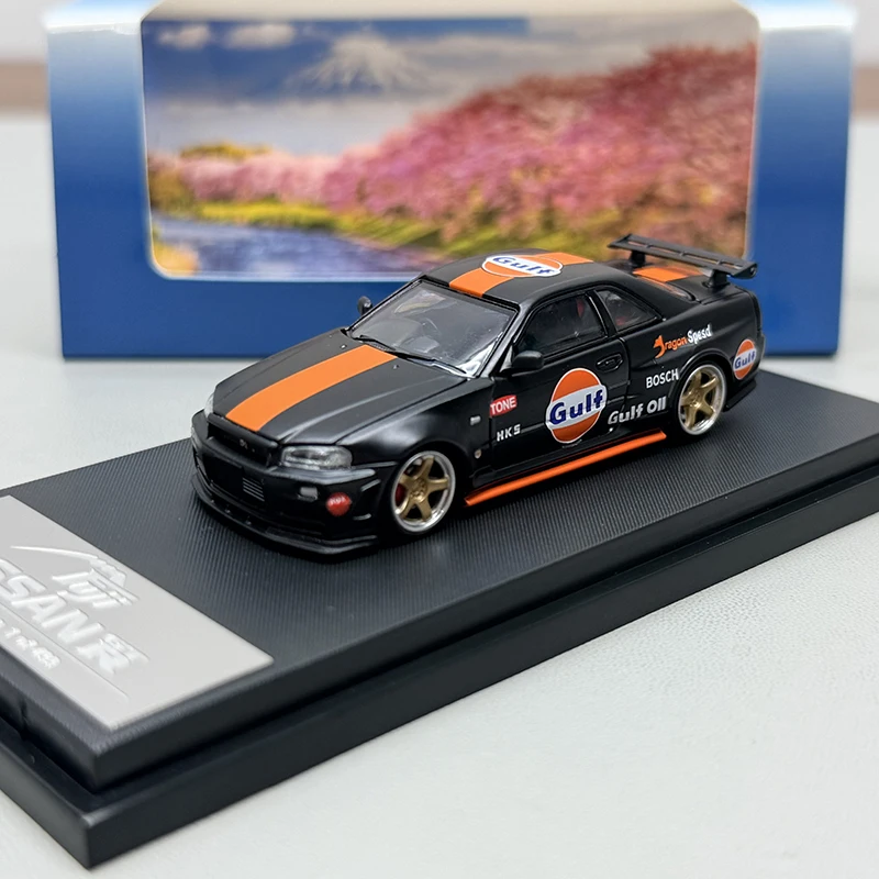 FUJI 1:64 GTR R34 Z-Tune Skyline Legierungsauto-Modelle & Spielzeugfahrzeuge Miniaturmodellauto für Kinder