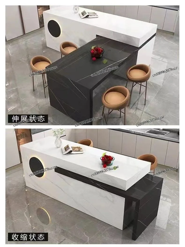 Rotating Island Slide Stretch Middle Guide Translation Stretch Lengthening Dining Table Push Pull Dining Table Telescopic