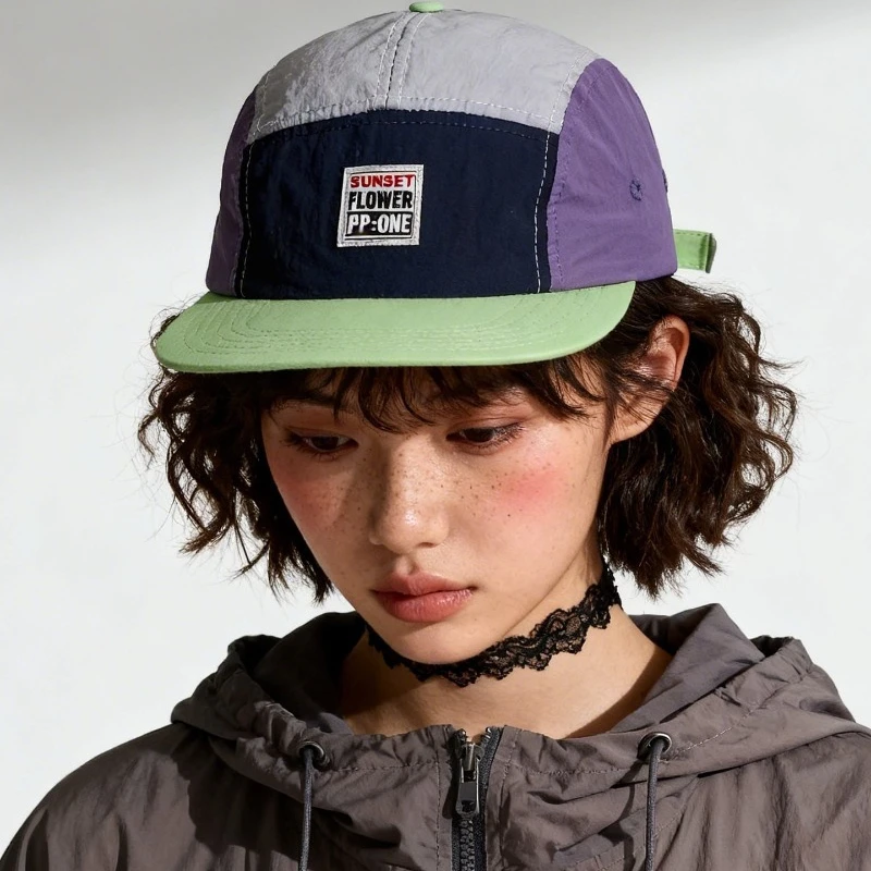 American Outdoor Contrast Splicing Five-panel Flat Brim Baseball Cap for Men and Women Summer Sunscreen Quick-drying Hip Hop Hat