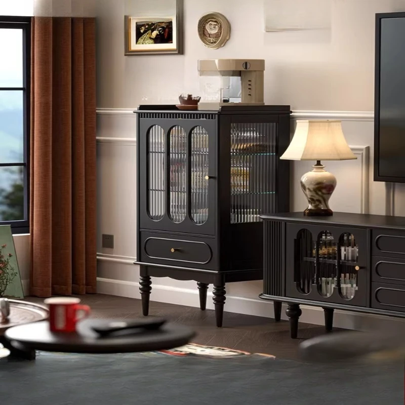 

cabinet solid wood wine cabinet American living room wall storage display cabinet medieval dining side cabinet