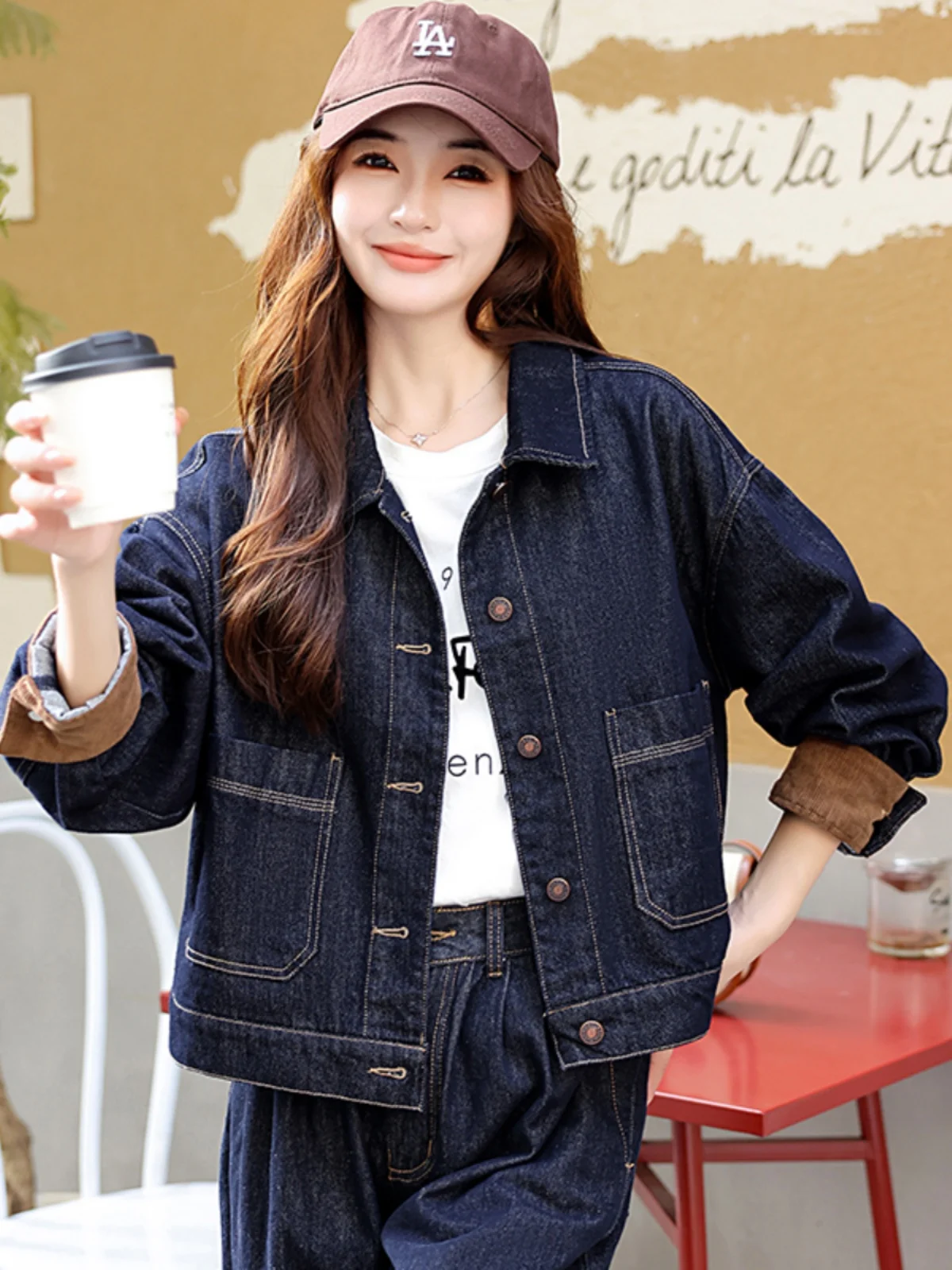 Women's Denim Jaet Svel Long Sve Casual Faion Simple Sle Autumn Season Tagkita Brand  Collar ort Coat