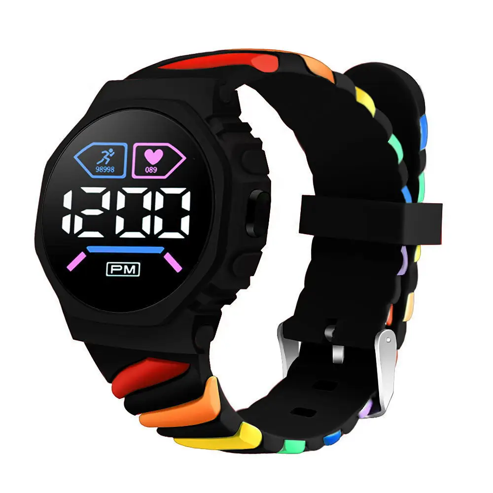 2024 New LED Electronic Watch Wholesale Creative Outdoor Sports Round Children\'s Electronic Watch for Middle School Students