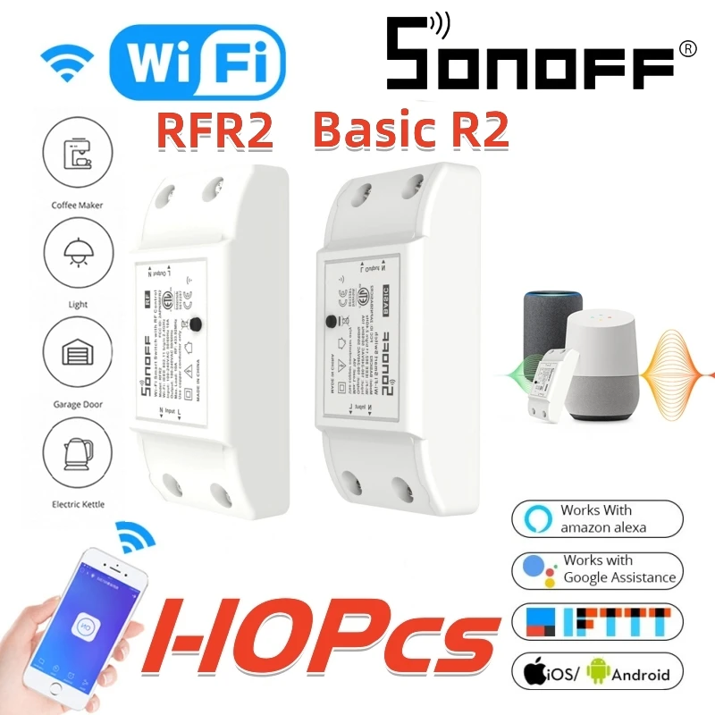 

Умный переключатель SONOFF с поддержкой Wi-Fi, базовый модуль R2/RFR2, 10 А, беспроводное приложение, дистанционное управление таймером, планшетофон для автоматизации умного дома