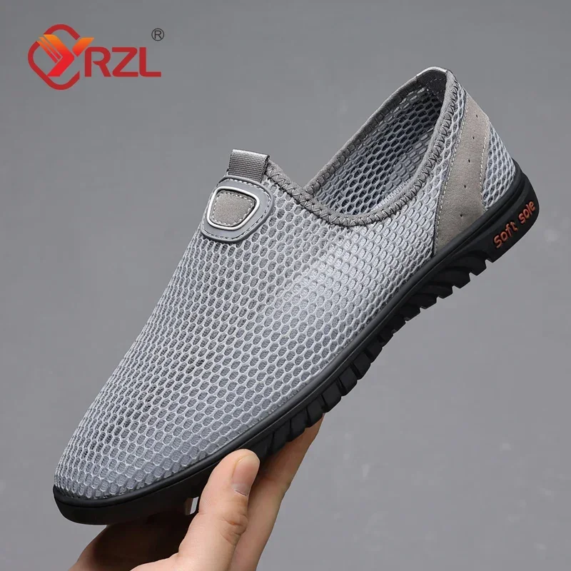 

YRZL Summer Mesh Loafers for Men Fashion Casual Walking Shoes Breathable Mens Loafers Outdoor Comfortable Driving Shoes for Men