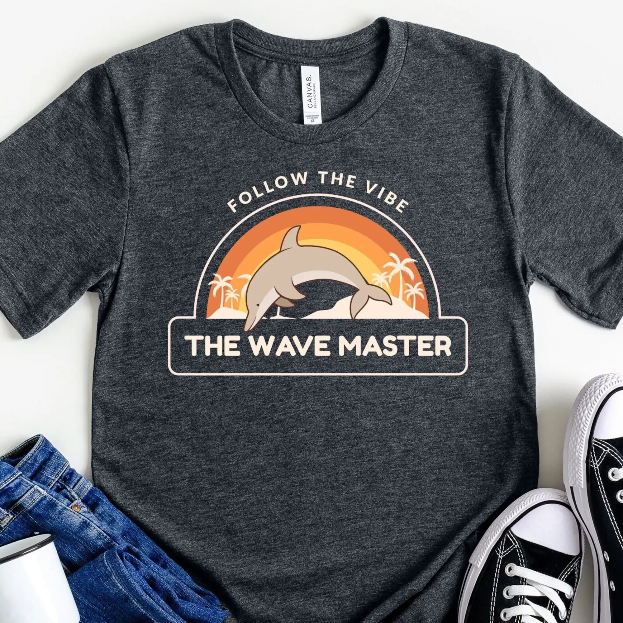 Follow The Vibe Wave Master Dolphin T Shirt Lover Ocean Art S Surfer Beach Themed