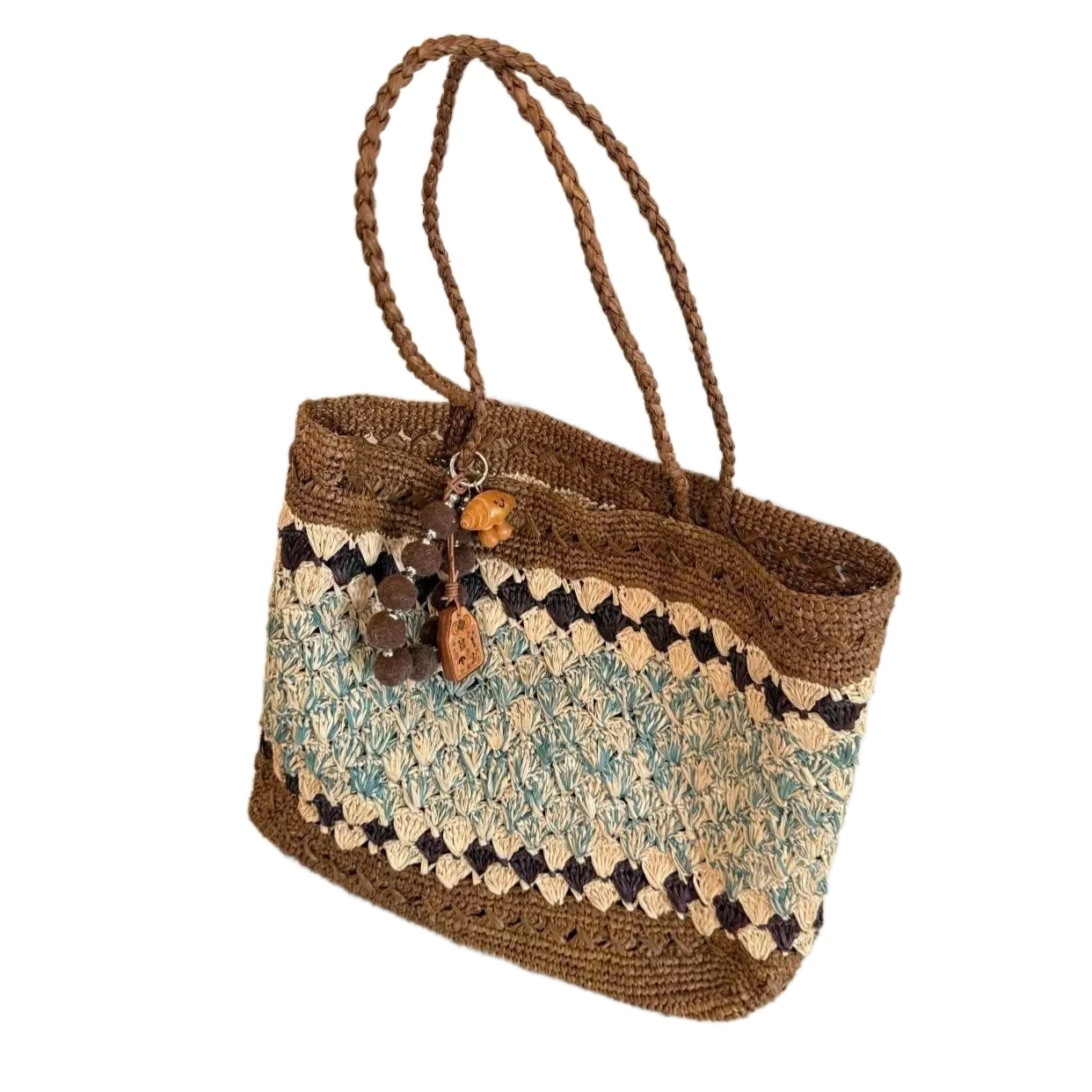 JIAERDI Korean Vintage Ethnic Style Tote Bag Women Handmade Woven Large Capacity Shoulder Bag Ladies Casual Commute Handbag 2025