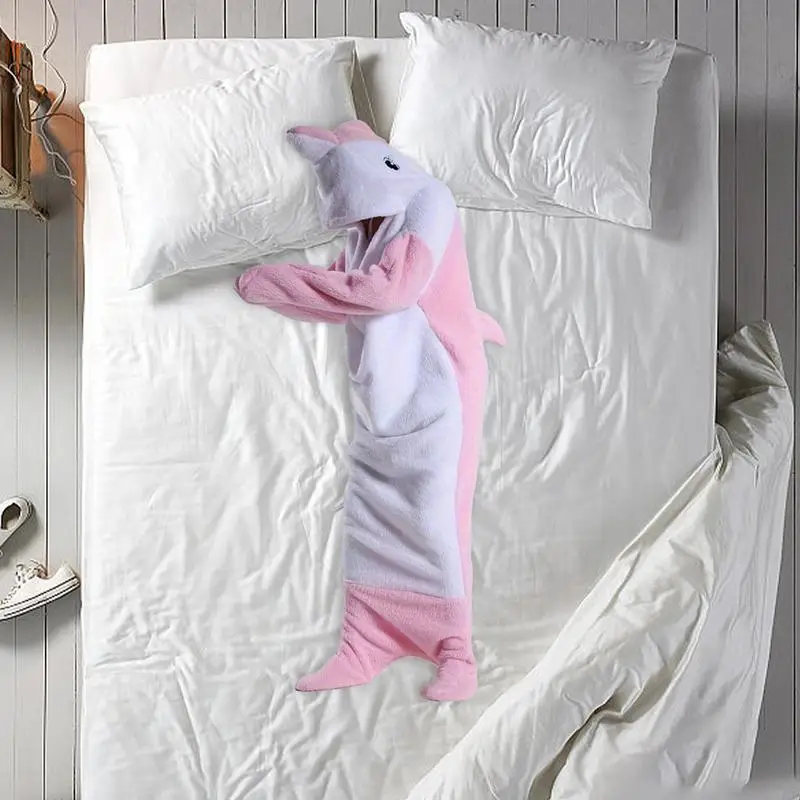 Adult Sleeping Bag Flannel Shark Throw Blanket Animal Onesie Super Soft Cozy Oversized Hooded Animal Tail Hoodie for Warming