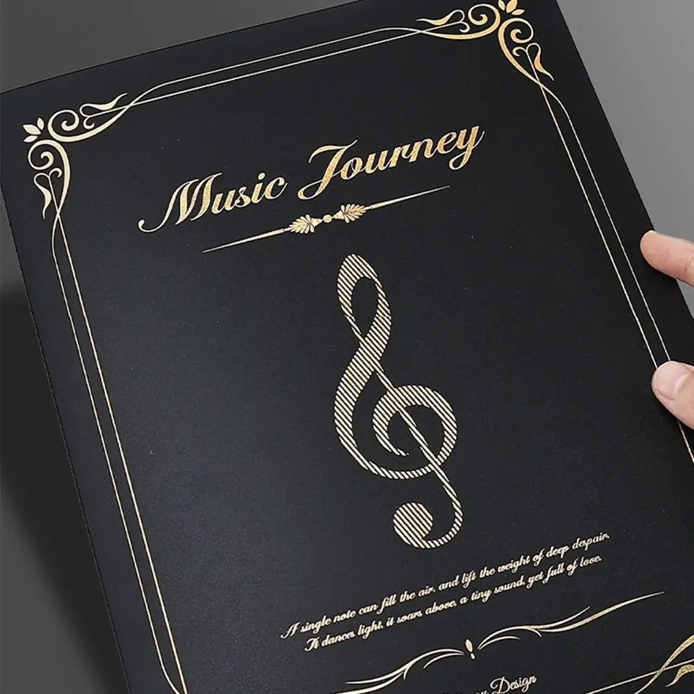 1pc Durable A4 Sheet Music Folder Treble Clef Design Clear Pocket Document Binder Anti-Glare Music Score Storage Book Students