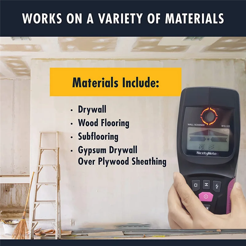 AEA2-Nicety Meter 5 In 1 Stud Metal  Wall Scanner AC Wood Finder Cable Wire Depth Tracker Plumbing Underground WS120