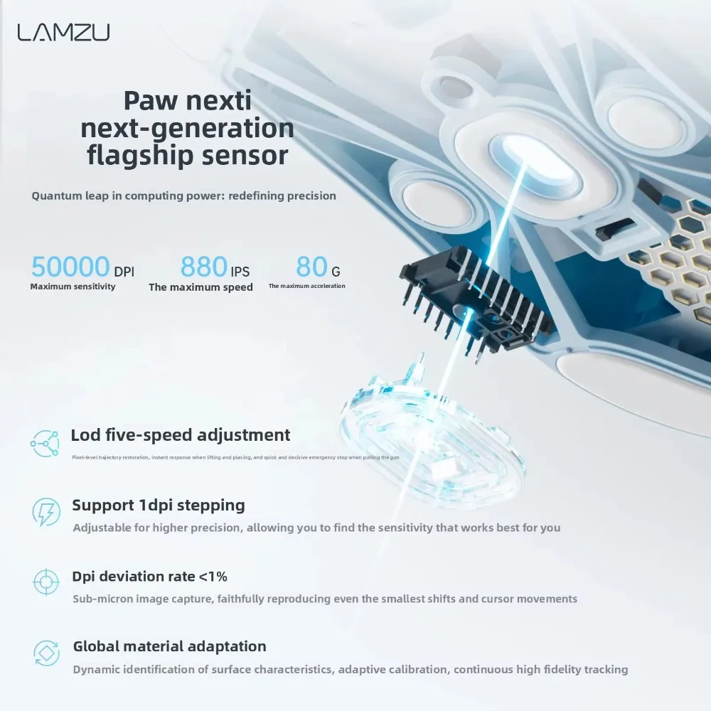 LAMZU Maya X V2 8K Wireless Gaming Mouse 8K Polling Rate PAW NEXT Nordic 54LM20 Low Latency 47g Lightweight Gaming Accessories