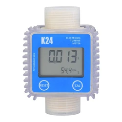 1 Piece Digital K24 Turbine Oil Fuel Flow Meter Gauge LCD Fuel Flow Meter Chemicals Water Sea Liquid Flow Meters Measuring Tools